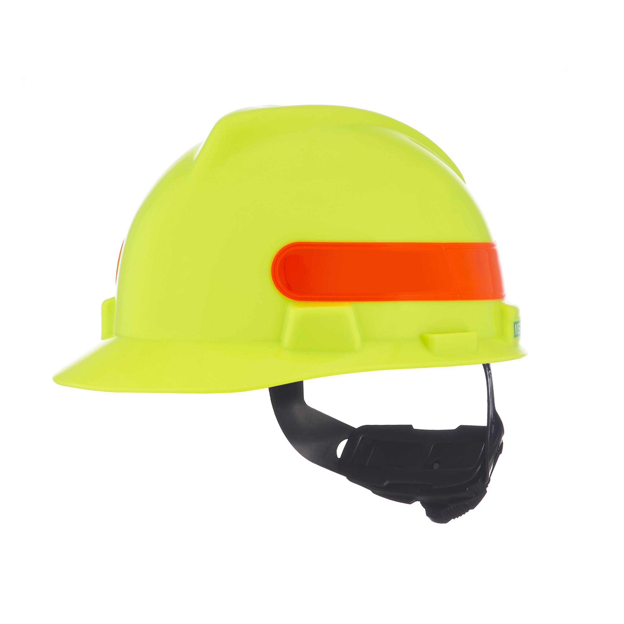 V-Gard Slotted Cap, Hi-Viz Yellow-Green w/ Red-Orange Stripe, w/Fas-Trac III Suspension